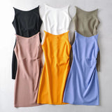 Znbbw New Spring Style One-Word Pleated Solid-Color Dress Sexy Sling Hip Skirt