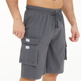 Znbbw Pants Solid Color Multi-Pocket Fake Two Double-Layer Overalls Five-Point Fitness Running Leisure Sports Shorts