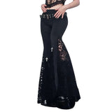 Znbbw High-Waisted Lace Stitching Buttocks Micro-Trunks Dark Style Sexual Engraving Empty Spicy Girls Casual Pants