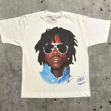 Znbbw Men's T-Shirts Retro Portraits Print Short-Sleeved T-Shirts Y2k Gothic Harajuku Hip-Hop Couple Relaxed