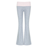 Spicy Girls Color Waist Low Waist Leisure Micro-Pants 2024 Slim To Show Thin Hot Girls Sports Knitted Trousers