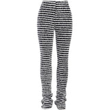 Znbbw Spring Striped Casual Pants Knitted And Stitched Sexy Slim High Waist Personality Long Trousers