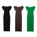 Znbbw New Fitting Solid Color Medium And Long Version Knitted Dress 2335175