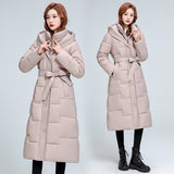 Size 2024 Winter Women Thickened Over The Knee Long Cotton-Padded Clothes Female Waist Slim Show Thin Senior Sense Coat