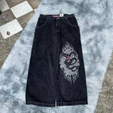 Znbbw Year's Popular Style JNCO Graphics Jeans Y2K Hip-Hop Loose Jeans For Men And Women Harajuku
