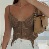 2024 European Spring And Summer Women's Wear Ins Network Celebrity Street Hot Girl Lace V Collar Small Vest Girl