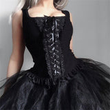 Znbbw Summer New Black Vest Ins Square Collar Knitted Lace Sleeveless Halter Top