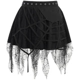 Znbbw Gothic Punk, Spider Web, Tassel, Half Skirt, Dark Wind, Short Skirt