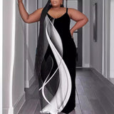 Znbbw Summer Fashion Leisure Sexy Print Suspender Dress