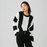 Znbbw And Winter New Women's Wear New Leisure Style Long-Sleeved Round-Neck Vertical Striped Casual Sweater