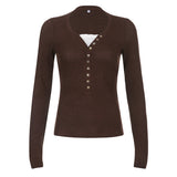 Slim And Slim Internet Celebrity Fashion Brown Knitted Spliced Lace Blouse In The Fall Of 2024