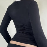 Sweet And Cool Hot Girl Style Polo Collar Printed T-Shirt Early Autumn New Sexy Clavicle Bow Long-Sleeved Blouse