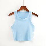 Znbbw New Round Collar Solid Color Sports Short Blouse With A Slimmed Edge, A Small Vest.