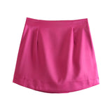 Znbbw Pure Color Simple Silk Satin Sensitive Mini Skirt In Spring