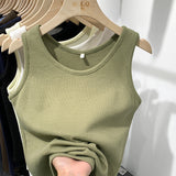 2025 Spring And Summer New Simple Waffle Halter Vest Women's Underwear Loose And Thin Solid Color Blouse