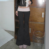 Spicy Girls Color Waist Low Waist Leisure Micro-Pants 2024 Slim To Show Thin Hot Girls Sports Knitted Trousers