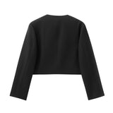 Znbbw New Leisure Button Decoration Round Collar Short Coat 1237829