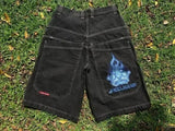 Znbbw Shorts, Y2K Pants, Harajuku, Hip-Hop, Lucky Seven, Vintage Blue Baggy Jeans