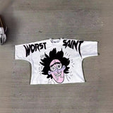 Znbbw Men's T-Shirts Oversized Graphics Gothic Harajuku Short-Sleeved Men's T-Shirts Y2k Top Friends
