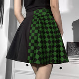 Znbbw Dark Girl Is A Hit Color Thousand Bird Plaid Spliced Skirt 2024 Spring Sexy High Waist Half