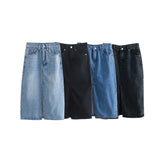 Znbbw New Denim Split Design Medium-Length Skirt 2569999