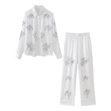Znbbw Street Style Beaded Embroidered Shirt With Beaded Embroidered Pants In Spring 2024