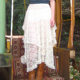 Holiday Leisure Lace Irregular Design Low-Waisted Skirt 2024 New Thin Style Full-Length Dress