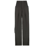 2025 Summer New Spice Girls Fashion Retro Street Loose Low-Waisted Solid Color Woven Trousers