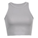 2024 New Women's Wear Rib Solid Color Knitted I-Collar Vest Exposed Navel Sexy Generation
