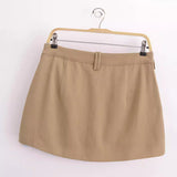 Znbbw Spring Pocket Sag Design Pleated Miniskirt 2157021