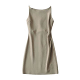 Znbbw New Spring Style One-Word Pleated Solid-Color Dress Sexy Sling Hip Skirt
