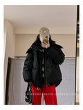 Love Short Cotton-Padded Clothes 2024 New Men And Female Couples Bread Clothing Minority Design Sense In Winter