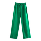 Znbbw Spring Pocket Baggy Shirt Elastic Waist Pant Suit