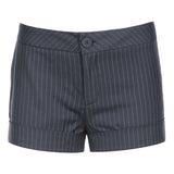 Simple Spice Girl Low Waist Striped Suit Shorts Tight Show Thin Street All Kinds Of Straight Woven Casual Trousers