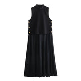 Znbbw Spring Pleated Sleeveless Vest Dress 2676186