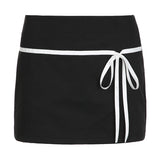 Playful And Energetic Young Girl's Basic Binding And Splicing Low-Waist Skirt 2024 Spring / Summer New Style Hip-Covered Skirt