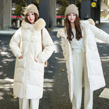 New Winter Milk Shout Down Cotton Suit Female Long Over The Knee Vitality Girl Big Hair Collar Cotton-Padded Jacket Jacket