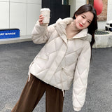 Cotton Jacket Female 2024 New Fashion Style To Overcome The Loose Diamond Design Sense Warm And Thin Cotton-Padded Coat