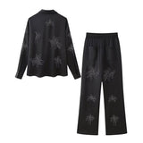Znbbw Street Style Beaded Embroidered Shirt With Beaded Embroidered Pants In Spring 2024