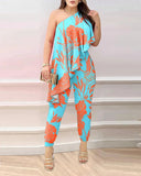 Znbbw Independent Station New Spring And Summer Floating Edge Printed One-Piece Trousers Spot