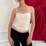 Spicy Girls' Lace Splicing Pleated Bow Tie Is Intended To Wear A Small Sling 2024 Sweet Simple Vest