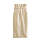 Znbbw Spring Style Belt Shoulder-Length Blouse With Belt Double-Breasted Skirt Suit