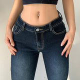2024 Women's Wear Ins Street Network Celebrity Hot Girl Style Low Waist Shows Thin Slightly Spicy Jeans