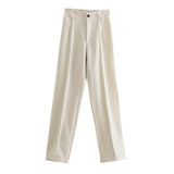 Znbbw New Summer Style Straight Tube High Waist Shows Thin Solid Color Casual Pants 2761048