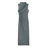 Znbbw New Pleated Trim Sleeveless Flute Dress 3152200