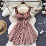 Znbbw And Spicy Girls First Love Chest Halter Skirt French Small Man With High Waist And Thin Fluffy Dress Summer