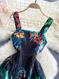 Znbbw Spring New Sling Dress Seaside Vacation Tropical Printing, Shoulder Slimming And Skinny Skirt Trend