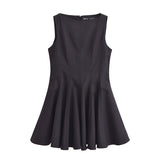 Znbbw Spring Skate Sleeveless Solid Color Mini Dress 4043041