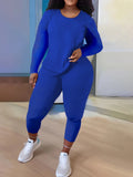 Znbbw Independent Station Large Size Women's Long-Sleeved Trousers Two-Piece Suit In Solid Color