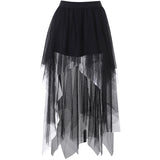 Znbbw High-Waisted Net Irregular Skirt Dark Wind Summer New Style Leisure Skirt Children